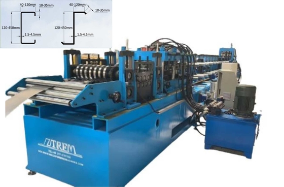 2mm 20 σταθμών Cz Purlin Roll Forming Machine Μεταβλητή